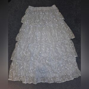 Altar'd State Light Blue Lace-Trimmed Skirt